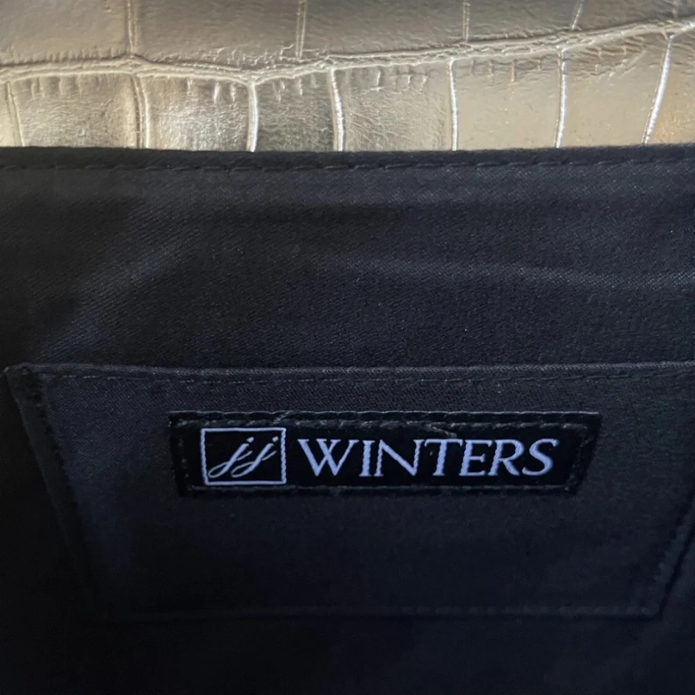 JJ Winters Nikki Oversized Clutch Handbag Vegan Faux Croc Purse Platinum